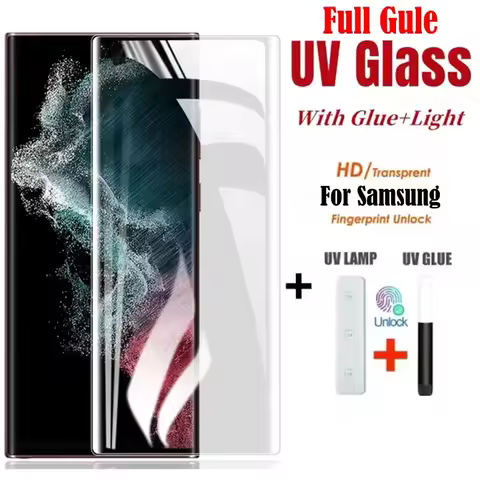 3D Curved Full Glue UV Tempered Glass For Samsung Galaxy S23 S22 S21 S20 Ultra plus Screen Protector For Samsung Note 20 Ultra