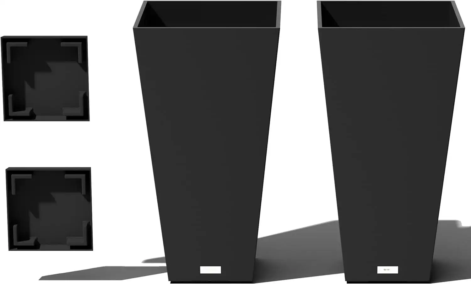 

V-shaped resin indoor/outdoor conical flower pot (black, 26 inches -2 packs, with 2 trays)