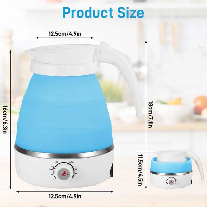 旅行用折りたたみ式電気ケトル、ポータブル旅行用折りたたみ式電気ケトル食品グレードのシリコンケトル折りたたみ式高速沸騰水