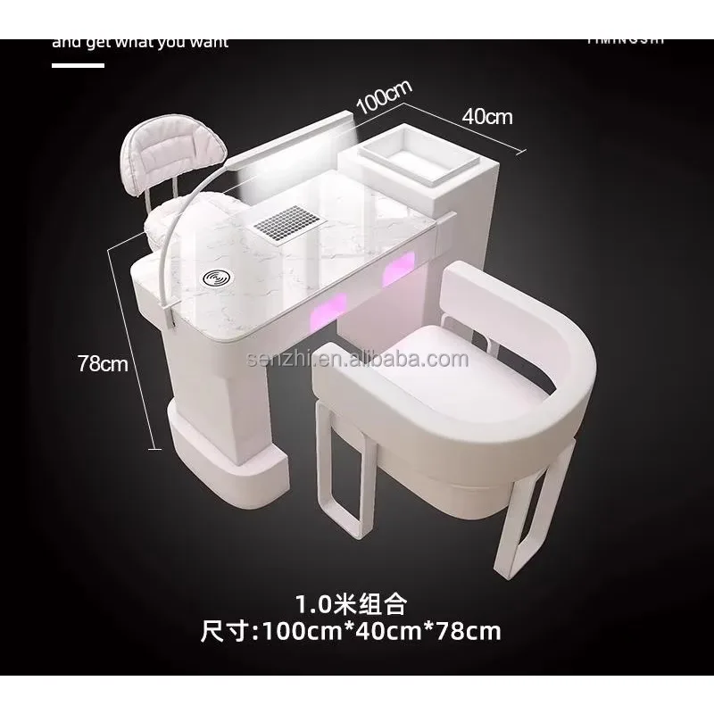 Customize Color Light Luxury Economic Iron Beauty Marble Top Nail Manicure Table Salon Furniture