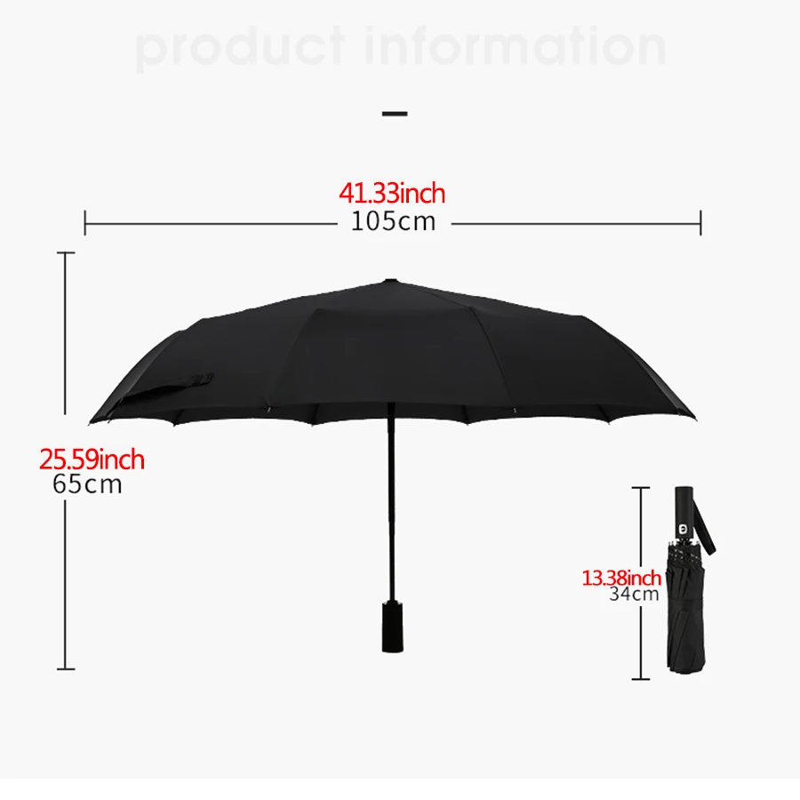 Xiaomi Handle Automatic Umbrella 3 Folding Men's Business Umbrella Rain Windproof 10 And 8 Ribs Parasol