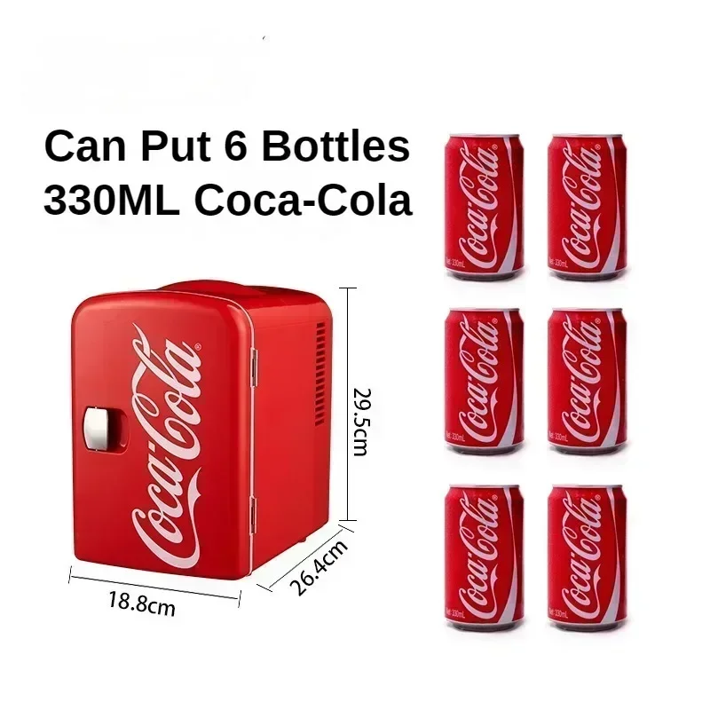 4L Mini Refrigerator Coca-Cola Multifunction Cosmetic Dormitory Warmer Cooler Fridge for Home Car Small Portable Fridge 12V/220V