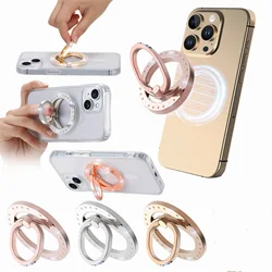 For Magsafe Metal Glitter Cellphone Grip Magnetic Mobile Phone Holder Foldable Stand Cell Phone Ring Grip Tok Cellphone Bracket