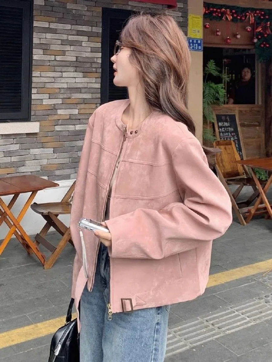 

Korea Style Sweet Style Suede Long-sleeved Jacket Women Spring Autumn New Fashionable Temperament Jacket Top