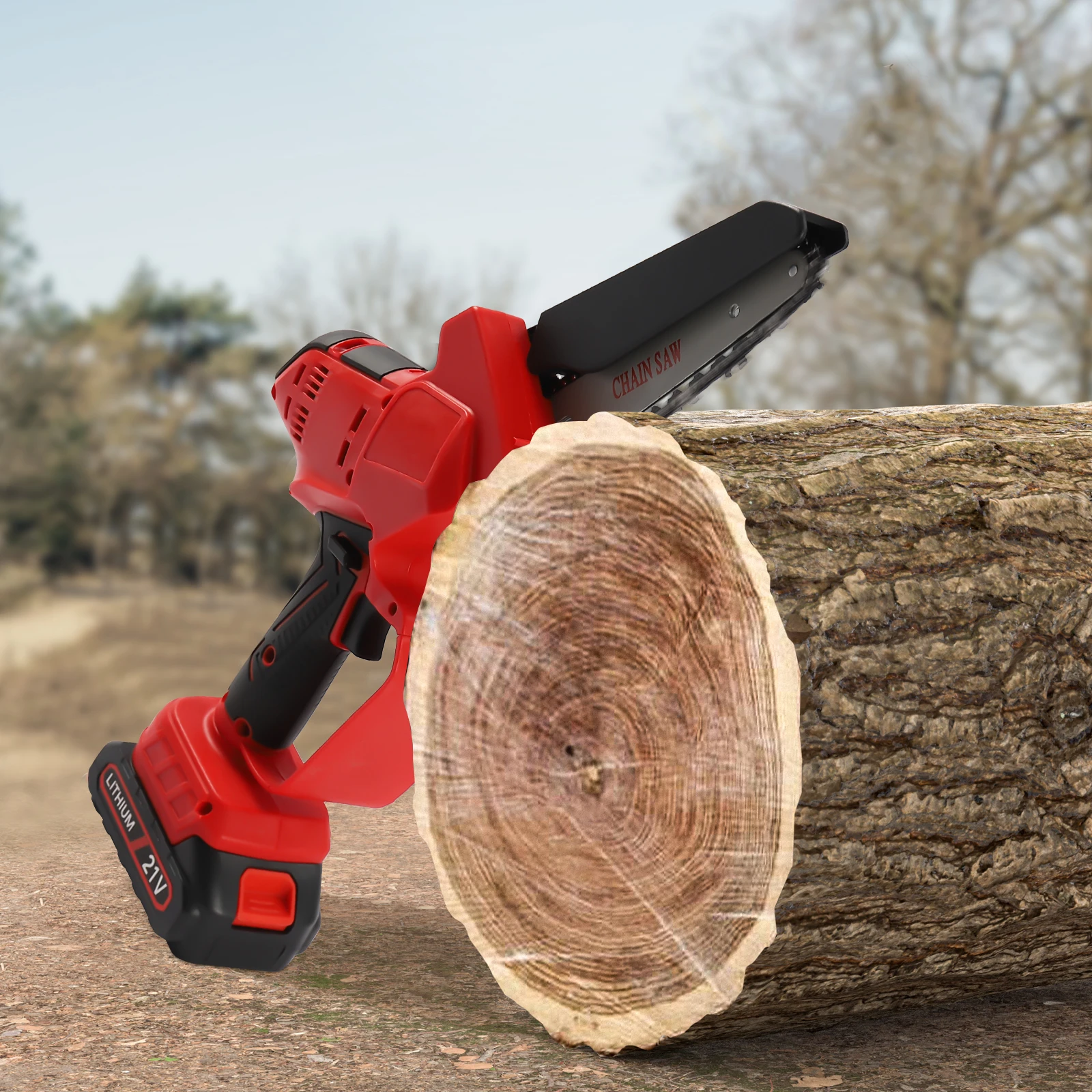 Handheld Mini Chainsaw Electric Compact Portable Chain Saw Power Tool for Tree Trimming and Branch Pruning Wood Cutting