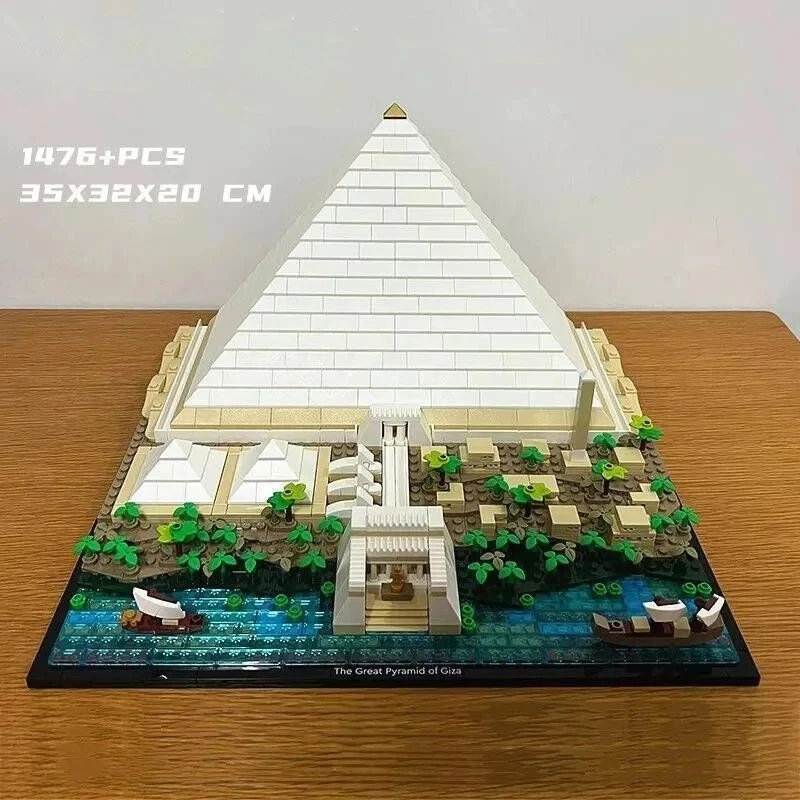 In Stock 1476pcs The Great Pyramid of Giza Building Blocks Famous Model City Architecture Street View Bricks Set Toys Gift