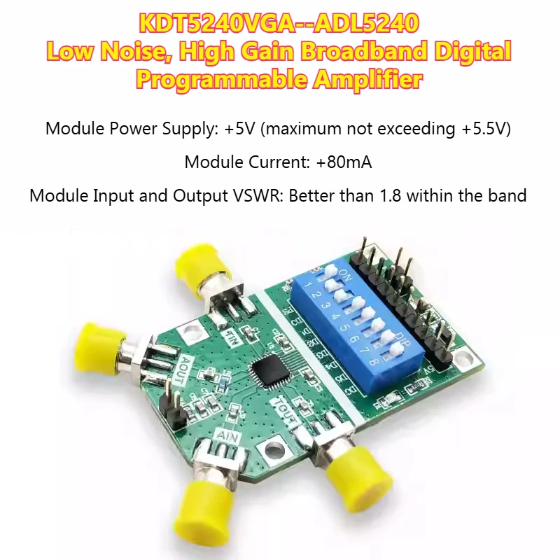 

ADL5240 RF Amplifier Module, Programmed Gain Amplifier 4GHz Bandwidth, High Flatness VGA KDT5240VGA-022