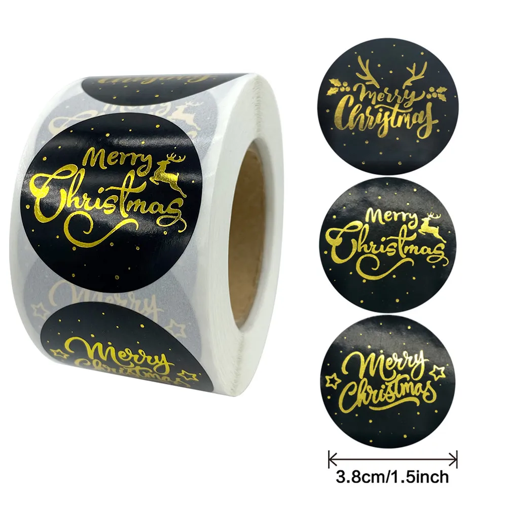 500Pcs Foil Christmas Stickers Creative Blessing Design Adhesive Scrapbook Diary Craft Decor Self-Adhesive Seal