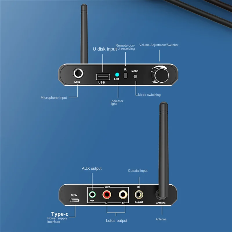 

ELECT-2X Wireless HIFI DAC Converter Bluetooth 5.2 Receiver Audio Coaxial To R/L 3.5Mm Aux Adapter With U Disk Play Mic