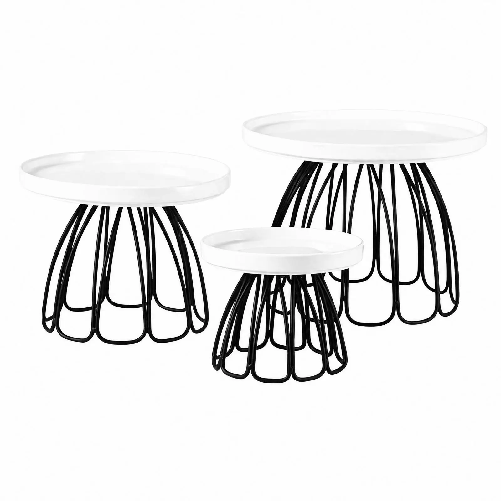 Elegant White Ceramic Cake Stand Metal Frame for Birthday Pastry Showcase Home Events