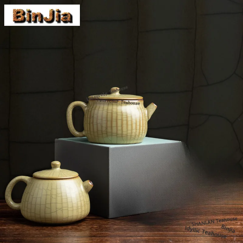 Ge Kiln Apply Green Gracked Glaze Teapot Zen Tea Infuser Pot Tea Maker Kettle With Ball Hole White Tea Drinkware Supplies Gift