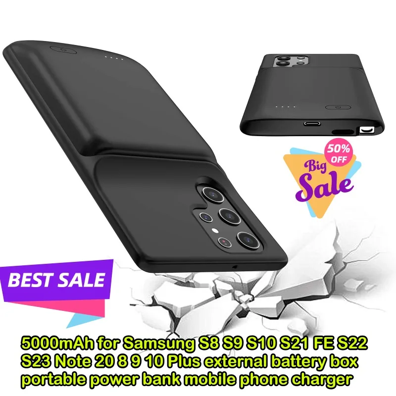 

Чехол для зарядного устройства для Samsung Galaxy S23 S22 S21 Ultra Plus Чехол для аккумулятора Чехлы для питания S23 power Bank противоударный чехол для зарядки