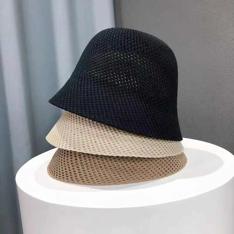 Spring Summer New Women Bucket Hat Female Fisherman Hat Hollow Thin Beach Sun Hat Panama Cap Japanese Hip Hop Ladies Cap