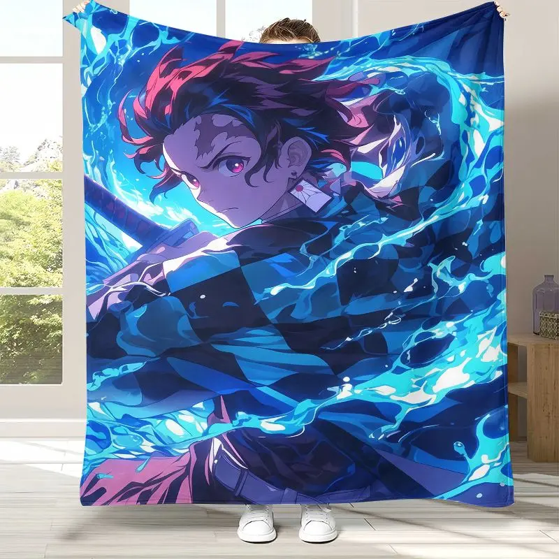 3D Demon Slayer Kimetsu no Yaiba Tanjiro Nezuko Anime Soft Flannel Throw Blanket,Cozy Blanket for Bed,Sofa,Living Room,Picnic