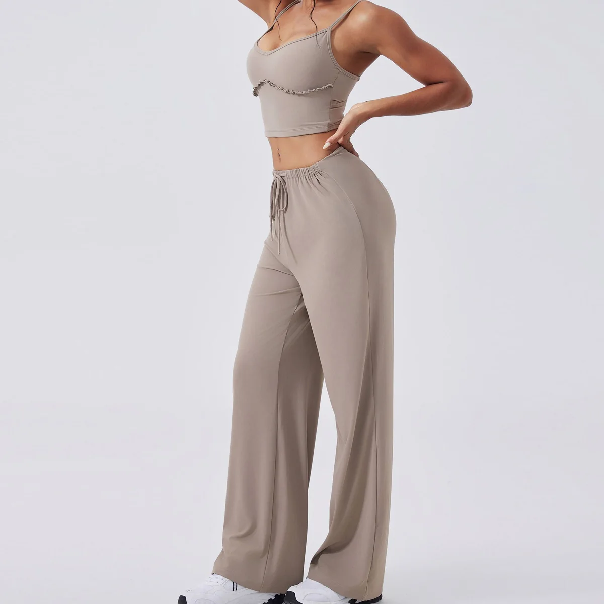 

Yoga Set Sports Outfits Women Clothes Fitness Tracksuit Gym Loose straight-leg pants Workout Female Bra New Yoga Suit Sportswear