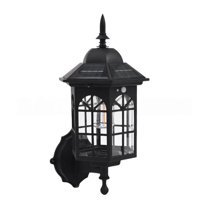 GTBL Outdoor Wall Lamp With Solar Power Light Sensor Dusk To Dawn Illumination For House Garage Doorway Fixtures A