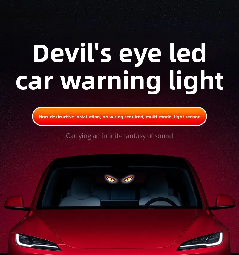 

Car Demon Eye Solar Wireless Decorative Lights LED Warning Lights Triangle Window Rear Window Car Interesting Atmosphere Lights.
