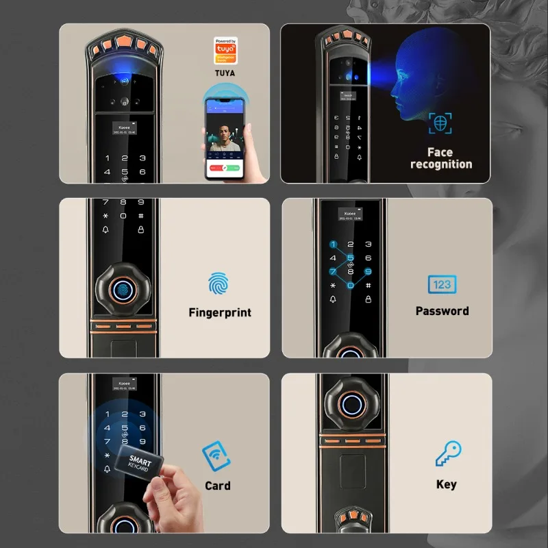 High Security Smart Door Keyless Entry For Villas Waterproof IPX5 Face Recognition Fingerprint For Wood Doors Cloud Data