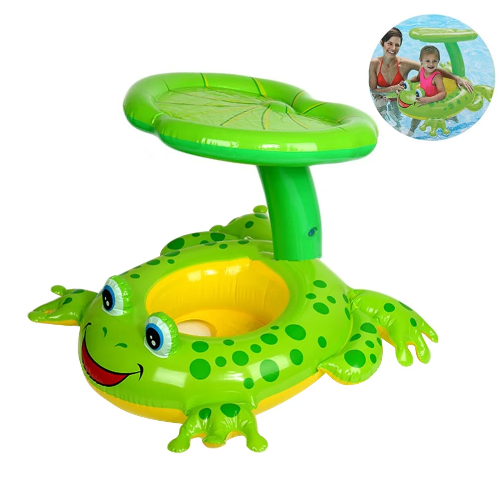 

119x79CM / 47x31inch Baby Inflatable Pool Float with Canopy Seat Boat Infant Swim Ring Swimming Beach Toy