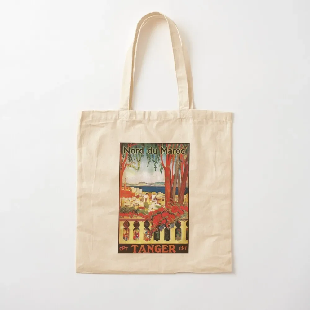 

Moroccan Travel Poster: Tangier Tote Bag Women's shopper Canvas bag for women female bag