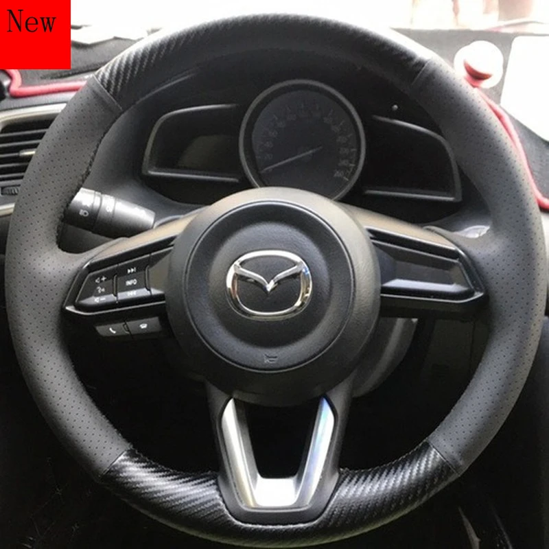 

DIY Hand-Stitched Leather Suede Car Steering Wheel Cover for Mazda 3/6 Axela CX-3 CX-4 CX-5 Interior Accessories