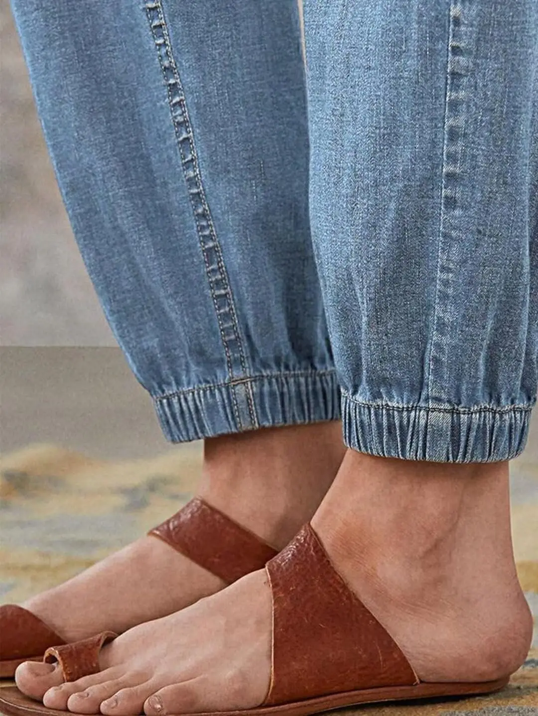 【HME】กางเกงยีนส์ผู้หญิงกลางต้นขาพร้อมเข็มขัด, กระเป๋าใส่ชุดทำงานสไตล์วินเทจ, กางเกงยีนส์ฟอกและทำลาย