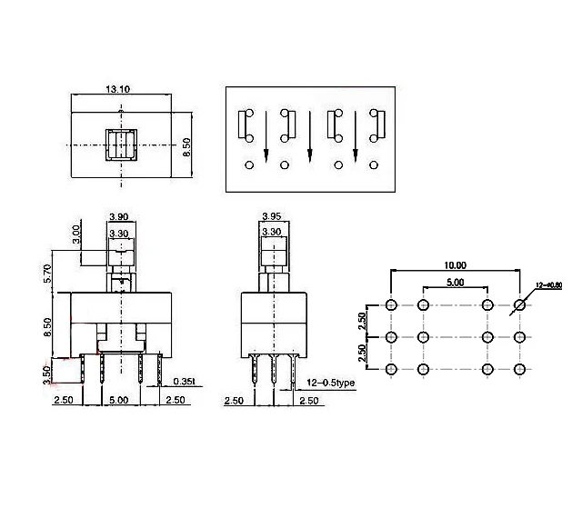 10PCS 13MM x 8.5MM Self-Locking Mini Plastic Switch Latching Switch Small Button Switch 12Pin DIP Switch