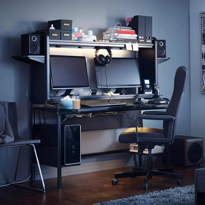 

Столы для офисной мебели 140x146 см, черно-белый двойной компьютерный игровой стол, компьютерный стол, компьютерный стол, офисные столы