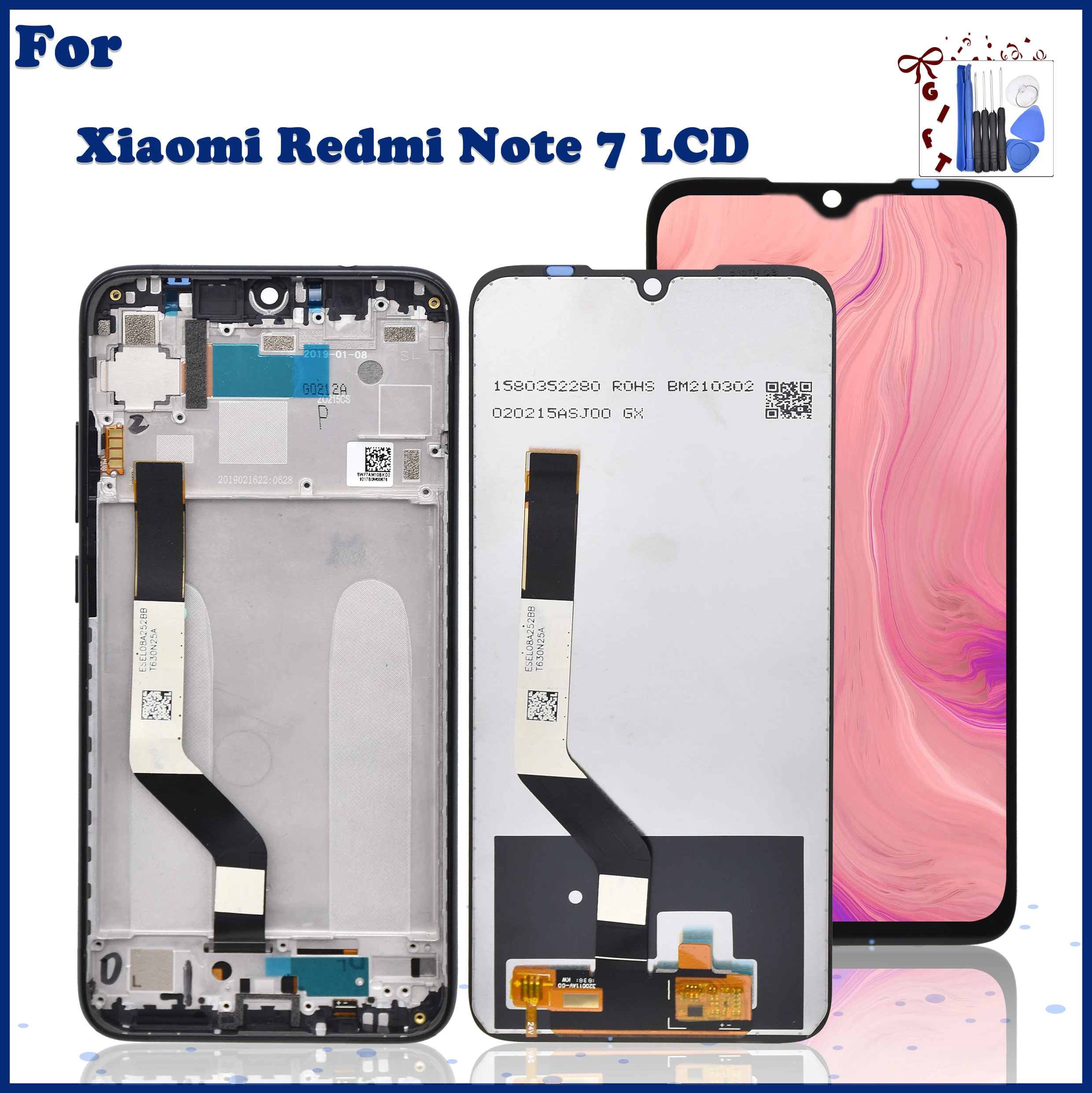 

Original 6.3"For Xiaomi Redmi Note7 LCD Display Touch Screen Digitizer Assembly Replacement for Note7 Pro M1901F7G 10Touch+Frame