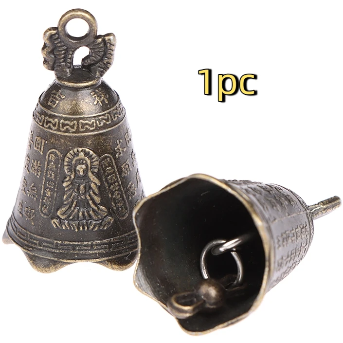 1PC Brass Handicraft Die-casting Scripture Bell Car Button Wind Bell Tibetan Bronze Bell Creative Gift Home Decoration Pendant