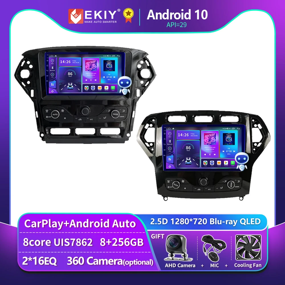 EKIY T900 Android 10 Radio For Ford Mondeo 2007 - 2013 Multimedia Player GPS Navigation Stereo Tape Recorder CarPlay No 2Din DVD