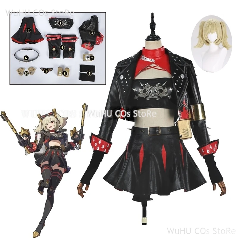 Gioco Zenless Zone Zero Burnice Whita Costume Cosplay parrucca donna nero Sexy stile Punk uniforme gioco di ruolo abbigliamento Costume Hallowen