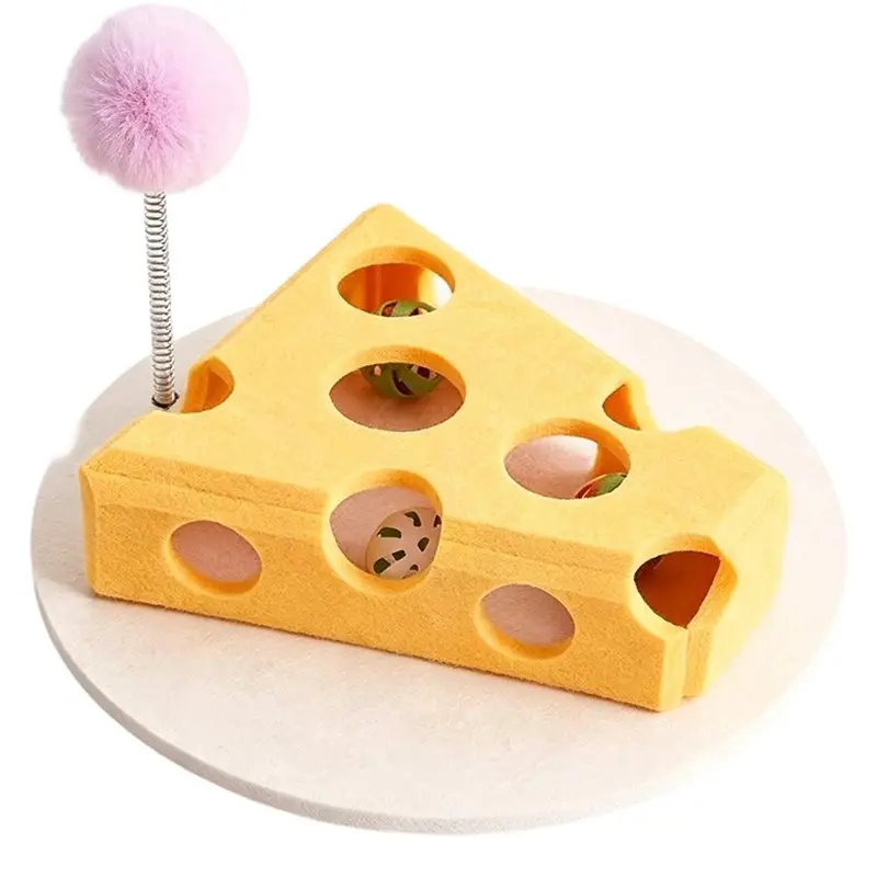 【CYBER MONDAY】A Cheese-Shaped Cat Puzzle With An Interactive Hide-And-Seek Game, Complete With A Plush Cat Ball And Bell