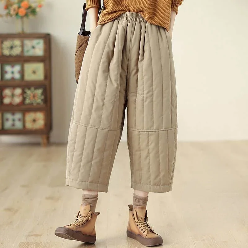 

Harem Pants for Women Korean Style Vintage Trousers Women Lightweight Cotton Added Casual Quilted Lantern Pants Women Clothing