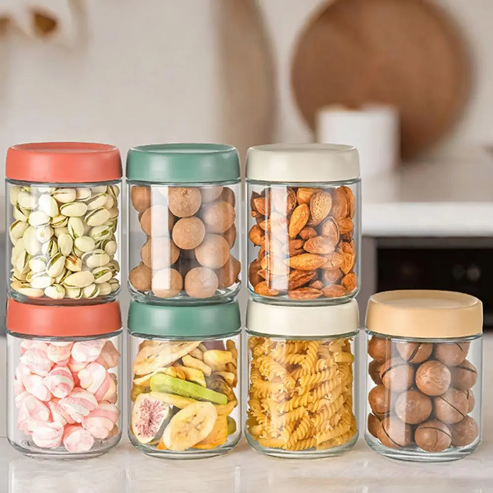 

6 Pcs 500ML Small Glass Storage Jars with Screw Lid Moisture-proof Nuts Snacks Tea Storage Jars Overnight Oats Preserving Jars