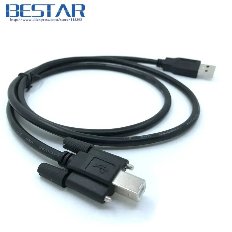 BM USB 2,0 A macho a USB 2,0 B macho tipo B Cable de fecha 1m 1,5m 3m 5m con tornillo para conector de agujeros de montaje en Panel 1 1,5 3 5 metros