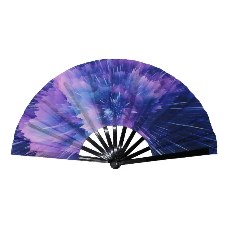 Glow In The Dark Folding Fan Rainbow Starry Sky Design Portable Decor for Party Stage Performance