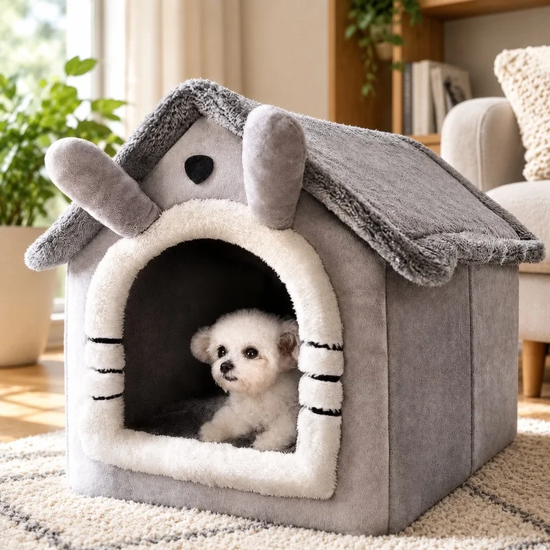 All-Season Soft Cushion Pet Tent for Indoor Dogs and Cats, Easy-Clean Cozy Sleeping Space