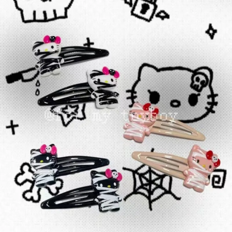 Animation peripheral sanrio sweetheart cute Halloween bandage hello kitty hairpin side clip gift for girls