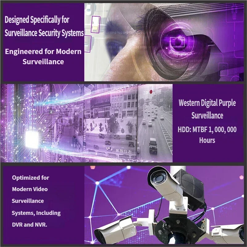 Western Digital WD Purple HDD 1TB 2TB 3TB 4TB SATA 6.0Gb/s 3.5" Hard Drive Disk For Security System Video Recorder Ssd Hard Disk