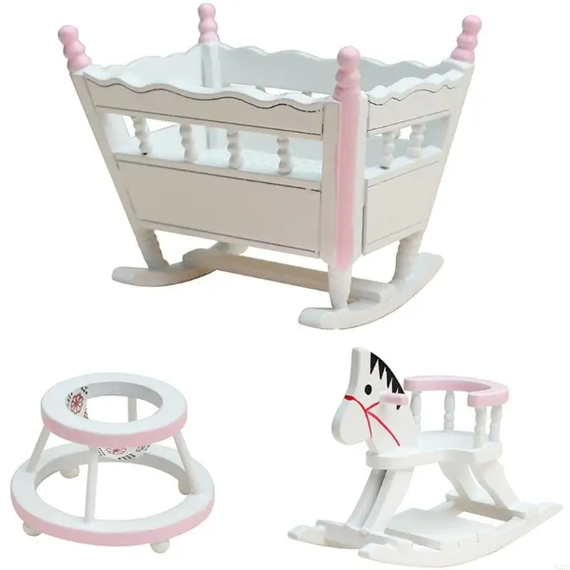 

J2HF 3PCS Miniature Furniture for 1/12 Dollhouses Kids Pretend Play Accessories