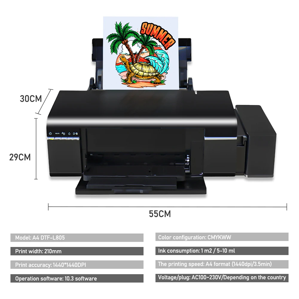 DTF Printer Machine A4 For Epson L805 DTF Directly Transfer Film Printer For Clothes Textile T-shirt Print DTF Transfer Printer