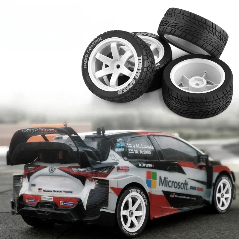 Ruedas de carreras de rally RS RC 1/10 RC, neumáticos de goma para coche de carretera, hexagonales de 12mm para HPI KYOSHO Tamiya XV02 XV01 TA06