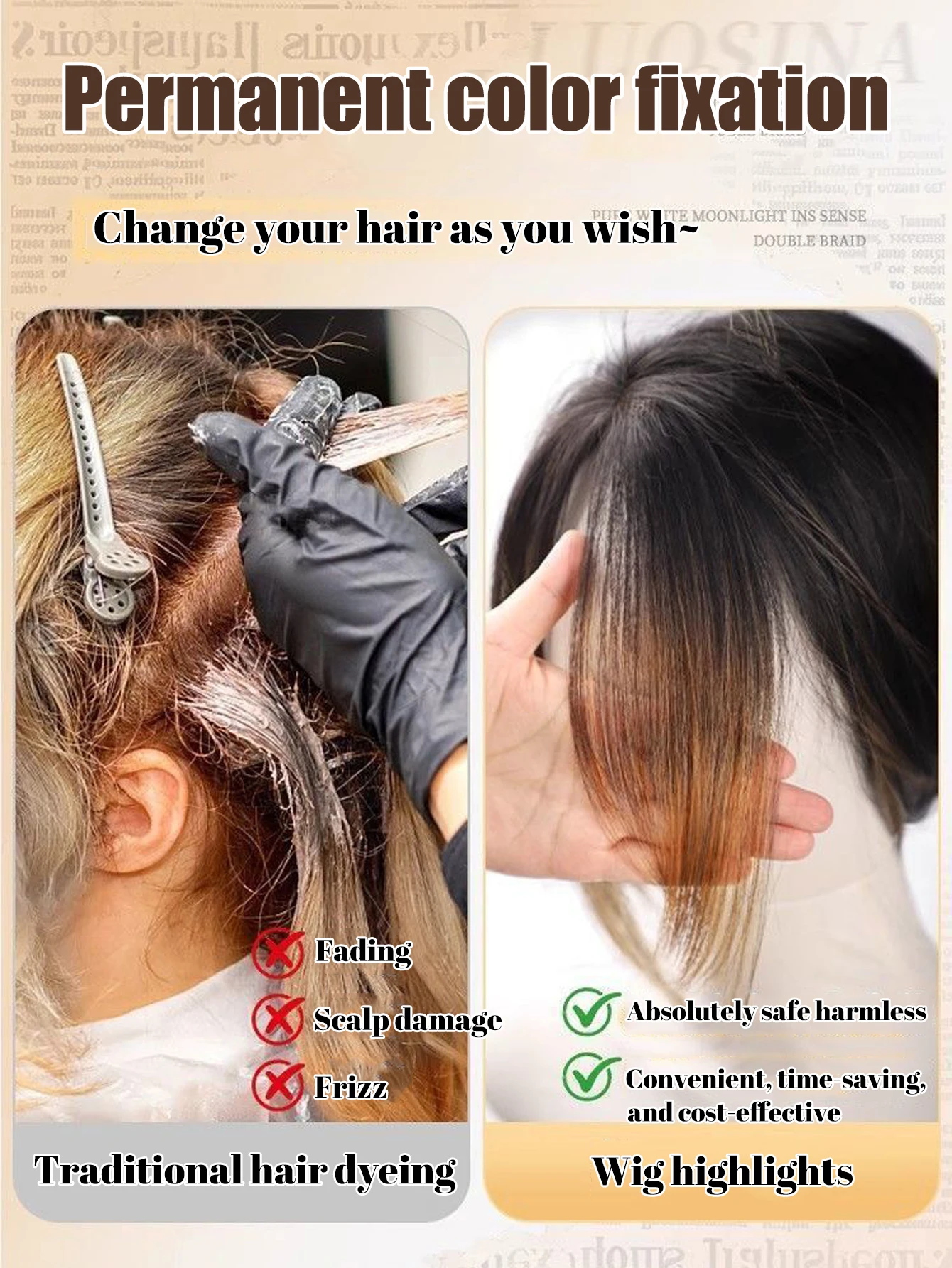 باروكة صناعية مكونة من ثمانية أحرف للنساء على الجزء العلوي من الرأس لتغطية الشعر الأبيض وزيادة حجم الشعر المستعار LM #4