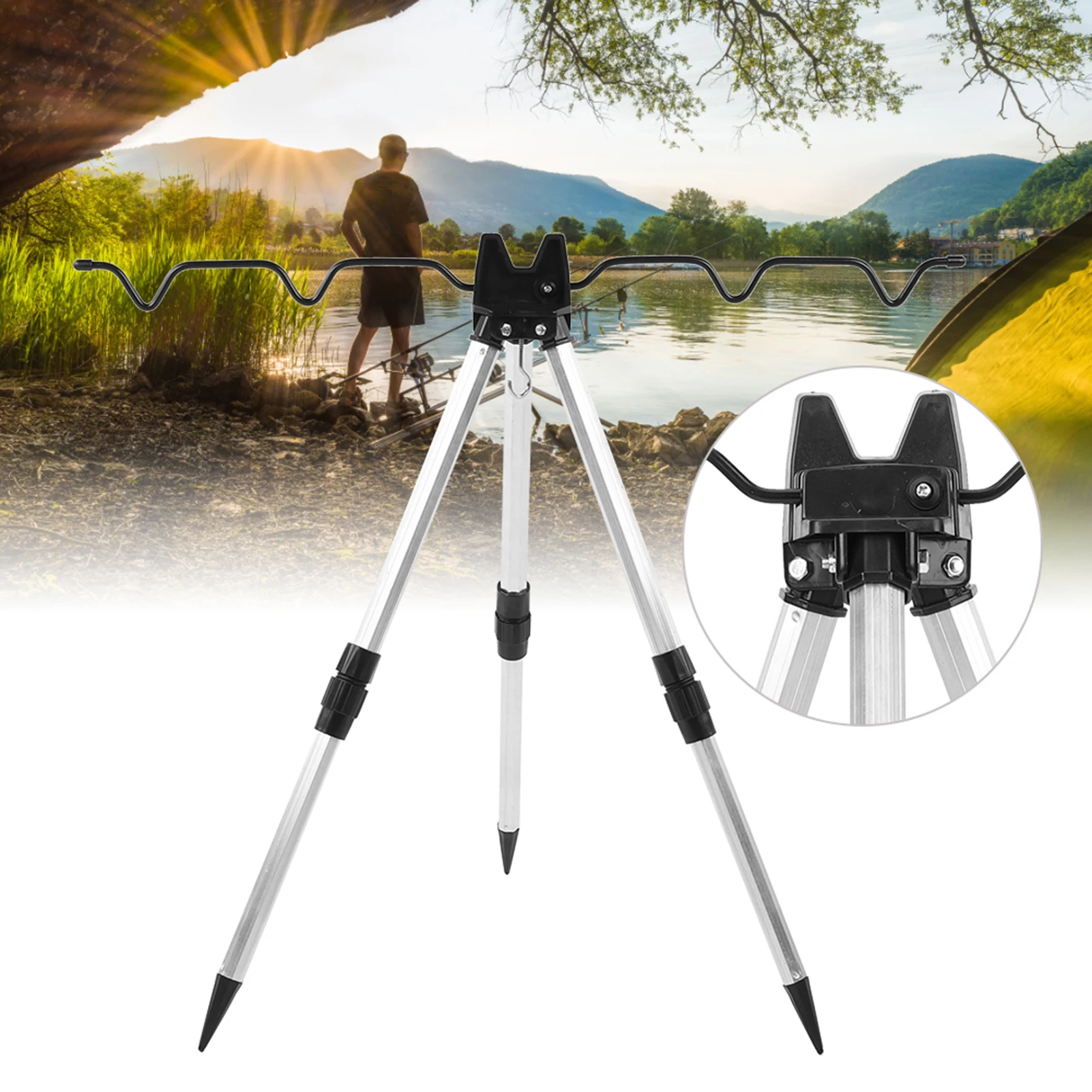 Aluminum Alloy Mini Shrinkage Fishing Rod Tripod Stand Ultrashort Folding Sea Pole Bracket Equipment Accessory