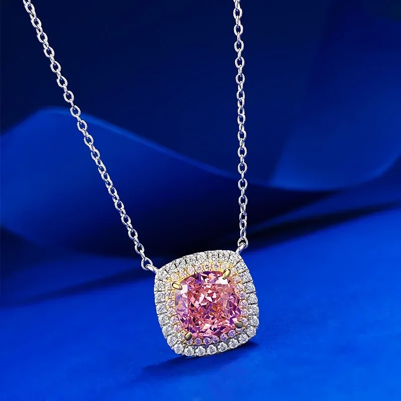 New Papalacha 8 * High Carbon Diamond Electric Split Gold Necklace Luxury Micro Set Pendant For Women Jewelry