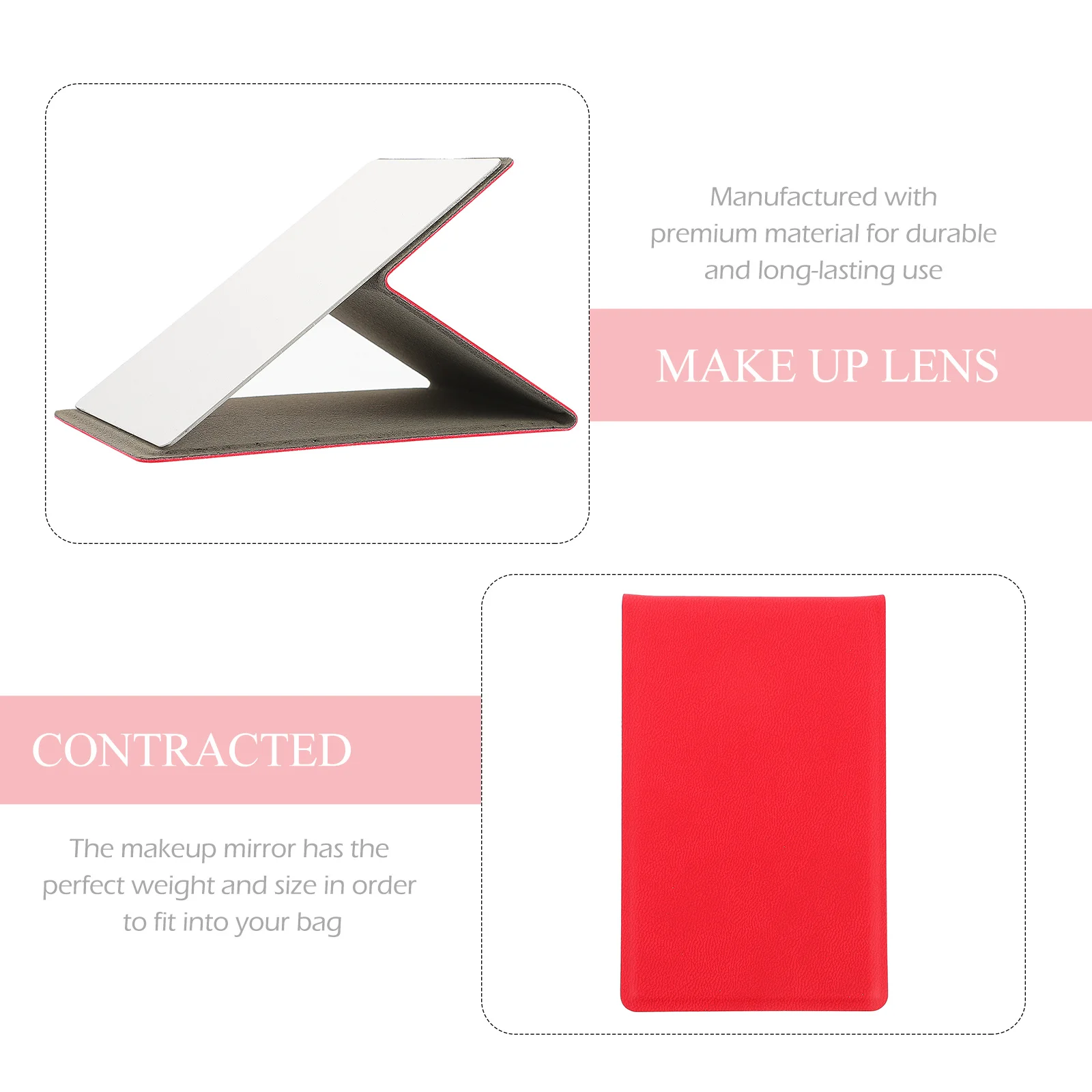 1 مجموعة 1 مجموعة الفولاذ المقاوم للصدأ للطي ماكياج غطاء من البولي يوريثان مرآة مدمجة محمولة للسفر رحلة عمل جيب خفيف الوزن