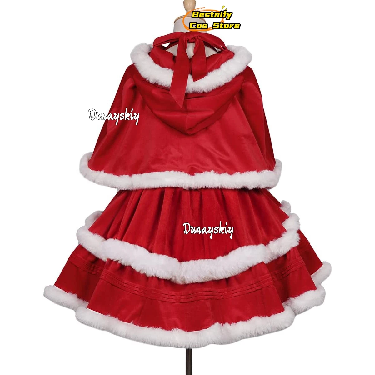 Weihnachtsrock COSPLAY Kleid Weihnachten Rotkäppchen Kleid Trägerrock mit kleinem Schal Sexy Bunny Girl