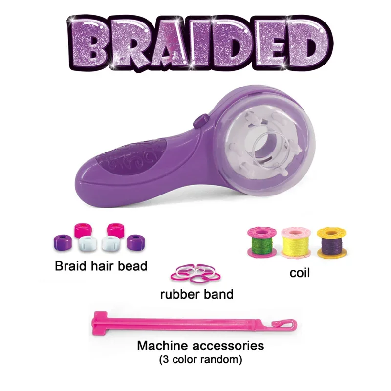 女の子向けの電動魔法の編み機、髪を結ぶためのツール、子供のふり遊びのおもちゃ、パーティーやコスプレのギフトに