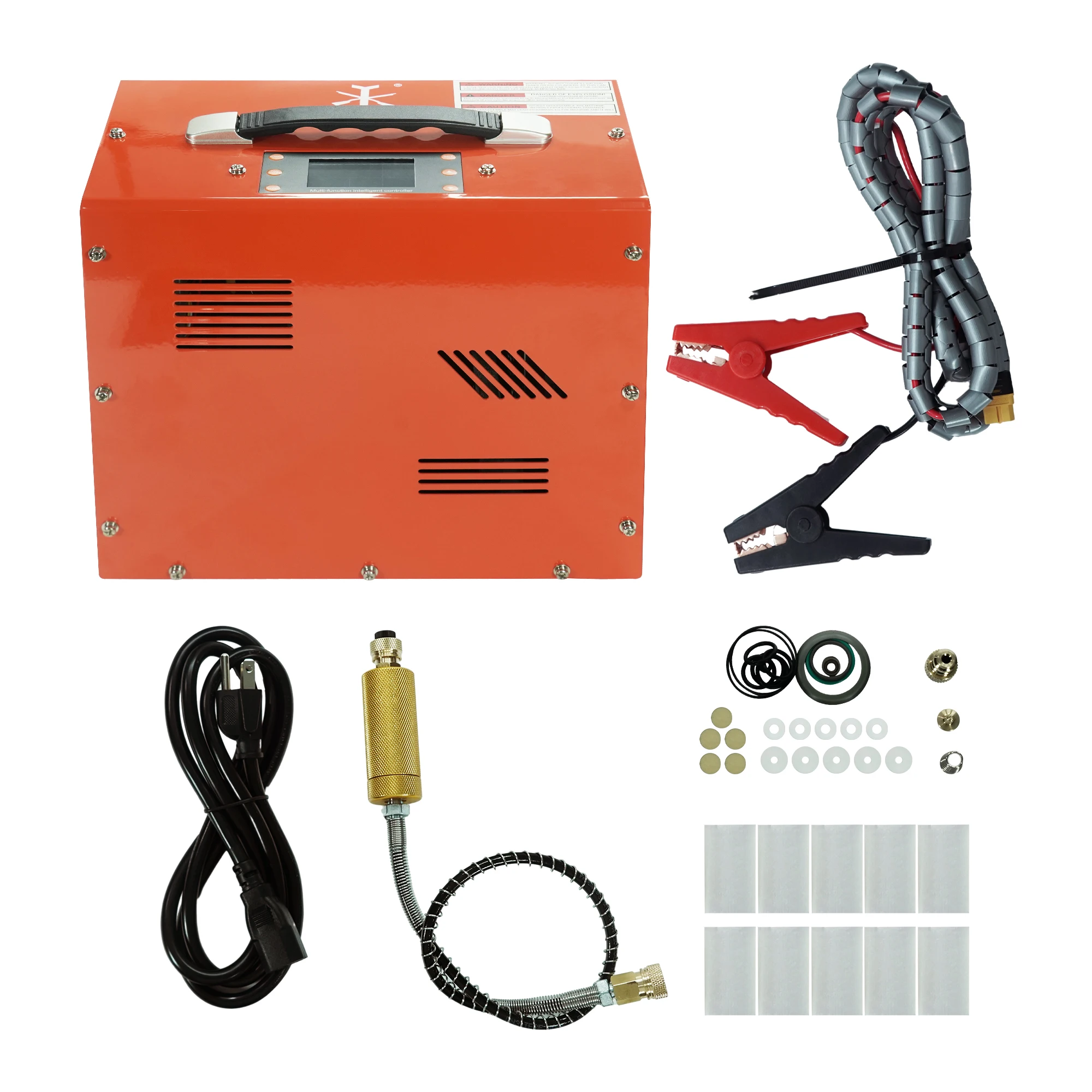 TUXING TXES064 4500Psi 300Bar 12V PCP Air Compressor with LCD Display Digital Control Compressor 12V Power Adapter PCP Tank